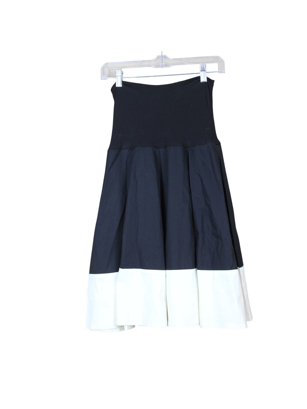Bailey 44‎ Black & Ivory Drop Waist Pleated Fit & Flare To Knee Skirt Size XS